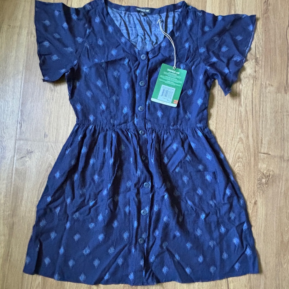 Navy Blue Button-Down Women's Dress